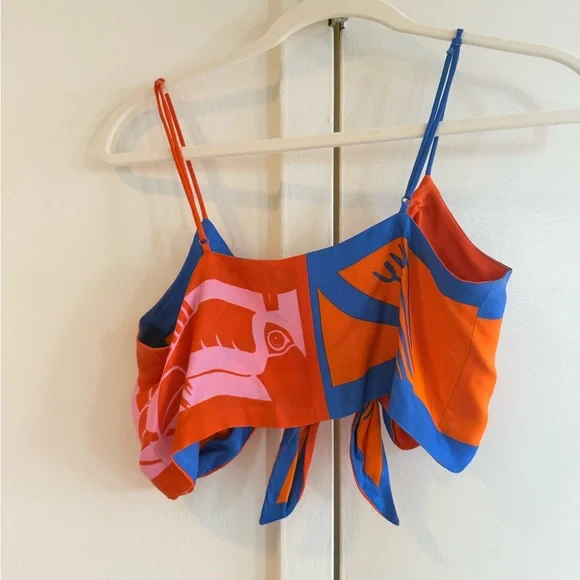 Farm Rio Toucan Rainbow Tie Crop Top - Picture 3 of 4